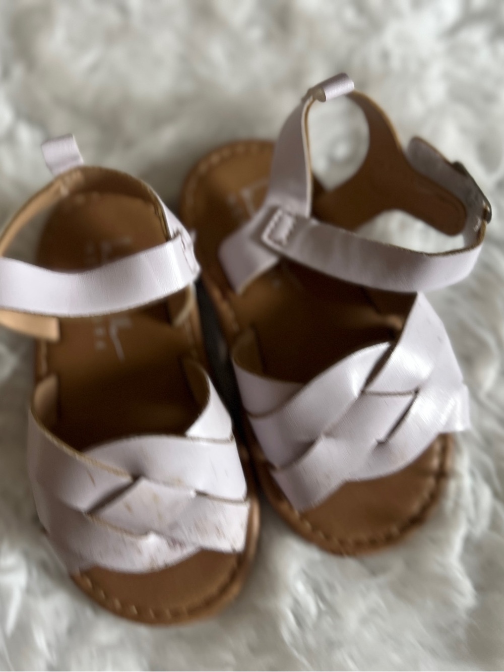 Nicole Miller Baby Pink Woven Strap Sandals